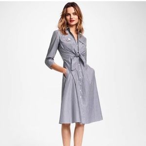 NWT Brooks Brothers Striped Cotton Poplin Tie-Waist Shirt Dress